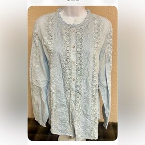 Sundance Sky Blue Crochet Blouse